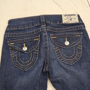 True Religion Becky Women's Boot Cut Jeans - Dark Blue with Gold Stitching